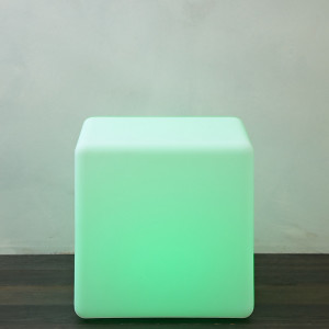 A stylish cube seat which lights up for some elegant furniture garden lighting